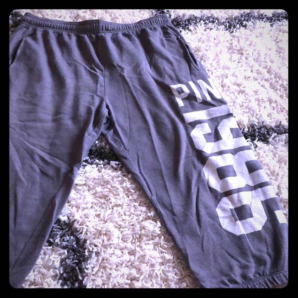 PINK gray sweat capris.